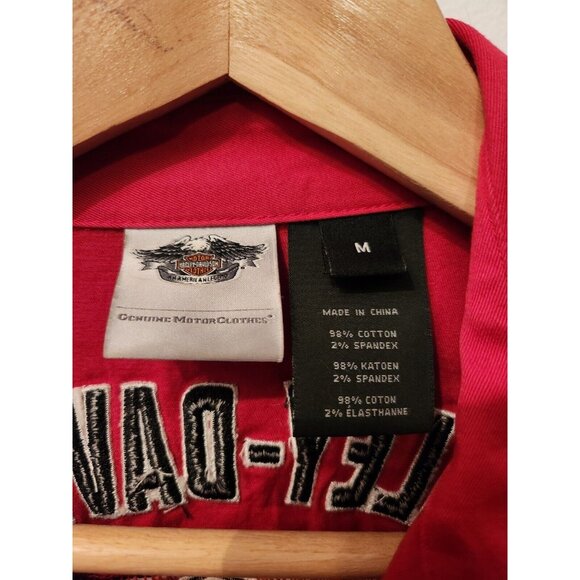 Harley Davidson Zipper Women Shirt Red Size Medium - Picture 3 of 4